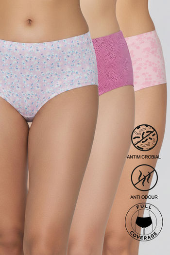 Buy Zivame Medium Rise Full Coverage Hipster Panty (Pack of 3) - Multicolor